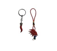 2 porte-clés en photo art9 : 1 corne 4 cm antijella porte-bonheur + 1 porte-clés pendentif cornes piments cornes main cornes amulette horn charms lucky bosbo scio fer pulcinella napolitain