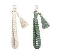 2 Porte-Clés Macramé Boho Fait Main Bracelet pour Clés et Téléphone