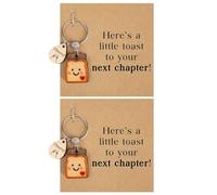 2 Porte-Clés Toast, Design Amusant Et Mignon, Ornements De Sac, Mascotte Porte-Bonheur, Bijoux De Marque De Dessin Animé en Bois.