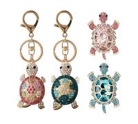 2 Porte-Clés Tortue, 2 Broches Tortue, Pierres Décoratives À Paillettes, Accessoires pour Sacs À Main, Mascotte De Longévité, Amoureux des Animaux, Cadeaux De Mode.