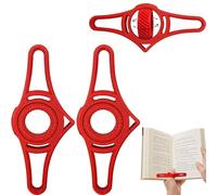 2 Porte-Livres Ergonomiques Rouges, Support de Lecture Réglable 360° pour Main Libre - Double Inclinaison, Design Portable pour Bibliophile à la Maison, Bureau et Transport (12x5x1.2cm, Plastique Lége