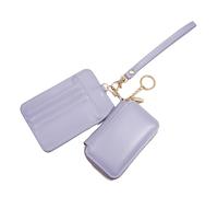 2. Portefeuille portable avec porte-clés et pochettes à fermeture éclair, porte-cartes, porte-monnaie pour homme et femme avec fermeture éclair autour du porte-clés, TARO VIOLET, Beauté de masse