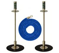 2 Poteaux de Guidage Haut de Gamme avec Cordes en Velours de Haute Qualité, Décoration en Marbre, Barrières de Contrôle de Foule avec Base Robuste et Raffinée(Blue)