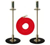 2 Poteaux de Guidage Haut de Gamme avec Cordes en Velours de Haute Qualité, Décoration en Marbre, Barrières de Contrôle de Foule avec Base Robuste et Raffinée(Red)
