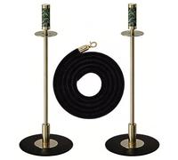 2 Poteaux de Guidage Haut de Gamme avec Cordes en Velours de Haute Qualité, Décoration en Marbre, Barrières de Contrôle de Foule avec Base Robuste et Raffinée(Black)