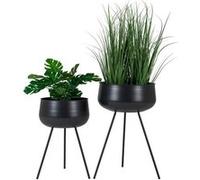 2 pots de fleurs à pieds - acier noir Noir G