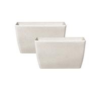 2 Pots de Fleurs en Pierre Beige Fibre de Verre 74x32x45cm pour Jardin Patio
