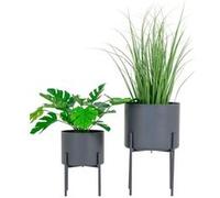 2 Pots de fleurs gris en acier Gris G