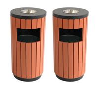 2 poubelles d'extérieur en bois de 29 litres avec cendrier - Oviala