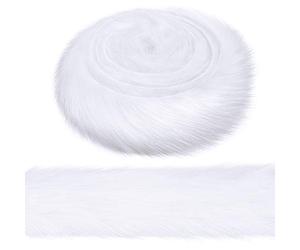 2 Pouces Ruban en Fourrure Artificielle Bande de Noël en Fausse Fourrure Rouleau de Garniture en Fourrure Artificielle Large pour Décoration Arbre de Noël Nœud Couronne, 3 Yards de Long (Blanc)
