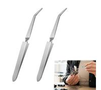 2 pour Ongle Pince à Pincher Classique, Pince à Ongles en Acier Inox pour Recourber la Forme des Ongles Pick-up les Clous Strass Bijoux Outil Nail Art Manucure et Pédicure