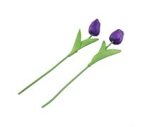 2 pour tulipes Artificielles Toucher Réel 34cm Décoration 2 pour | Toucher réel, texture naturelle, pétales vibrants, 34cm longueur, aspect vie réelle(Dark Purple)