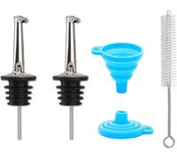 2 Pouring Spouts With Locking Valve,Stainless Steel Conical Spout Bottle With Rubber Caps,Alcohol,Vinegar,Syrup Or Olive Oils