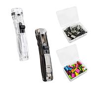 2 poussoirs d'agrafeuse avec 100 clips de rechange, clips de recharge de classeur, distributeur d'agrafes, agrafeuse sans trou pour fixer les documents de reliure, les papiers d'examen, etc.