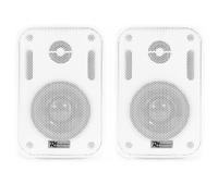 Power Dynamics BGO30 Enceintes Passives 2 Voies 60 Watts, Blanches, Woofer 3", Livré par Paire, Intérieur ou Extérieur, Grille en Aluminium et Support de Montage, Résiste aux Intempéries
