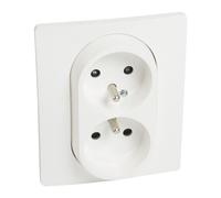 2 PRISES BLANCHES 2X Z/U AVEC PRÉCAUTION PINCES NILOE 764541