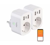 2 prises connectées avec wattmètre et 3 ports USB avec charge rapide Luminea
