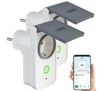 2 prises dextérieur connectées SF-560.avs avec wattmètre et commandes vocales [Luminea Home Control]