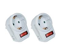 2 prises intermédiaires avec interrupteur avec sécurité enfant Blanc (économise de l'énergie et protège l'environnement)