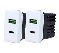2 prises USB C murale 3.1A, charge rapide, compatible avec Bticino Matix, 2 sorties USB Type A + USB Type C, occupe 1 module