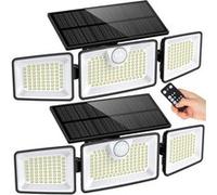 Lumisky Projecteurs solaires GLEAMAX 700LM – détecteur de mouvement, télécommande – Lot de 2 Noir