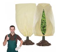 2 Protections d'hiver pour Plantes 80 x 120 CM Housses de Protection Sac Hivernage Plante Exterieur Réutilisable Fermeture Eclair Cordon Serrage Idéal pour Protéger Les Plantes Pot du Gel (Beige)