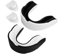 2 Protège-Dents, Protège dent boxe, Protege dent enfant Sportifs pour Adultes avec Boîte Portable - Protection Antichoc de Qualité Supérieure pour Rugby, Boxe, MMA, Hockey, Taekwondo (Noir et Blanc)