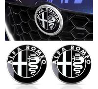 2 Psc Capot de Voiture Logo pour Alfa Romeo Giulia Stelvio e Giulietta dal 2017-2020,74mm Emblèmes pour Auto Remplacer l'emblème du Logo pour Volant/Capot Avant et Arrière et Logo du Coffre