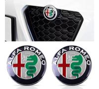 2 Psc Capot de Voiture Logo pour Alfa Romeo Giulia Stelvio e Giulietta dal 2017-2020,74mm Emblèmes pour Auto Remplacer l'emblème du Logo pour Volant/Capot Avant et Arrière et Logo du Coffre
