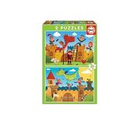 2 puzzles 48 pieces chevaliers et dragons