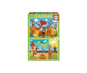 2 puzzles 48 pieces chevaliers et dragons