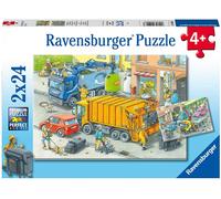 2 Puzzles - Camion Poubelle et Dépanneuse - 24 et 24 pièces