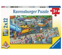 2 Puzzles - Chantier De Construction De Route - 12 Et 12 Pièces