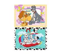 2 Puzzles Enfant 24 Pieces Chiots Belle et Le Clochard - Chien 101 dalmatiens - Set Puzzle Dessin Anime et Une Carte Tigre