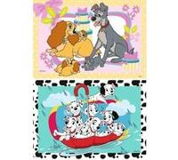 2 Puzzles Enfant 24 Pieces : Les Chiots De La Belle Et Le Clochard / Les 101 Dalmatiens Jouent Sous La Pluie - Dessin Anime Disney