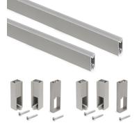 Emuca - Kit Tube de penderie Luxe, 1,15 m, Peint Couleur Pierre, Aluminium et Plastique, Lot de 2
