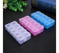 2 Rangees 10 Grille Portable Organisateur De Clou Boîte En Plastique Rectangle Support De La Boîte Strass Fleur Boucle D'oreille Bijoux Stockage Conteneur Case