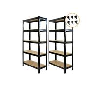 2 Rayonnages Noir en Métal T-Rax 75 x 150 x 30 cm 100% sans boulons