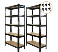 2 Rayonnages Noir en Métal T-Rax 75 x 150 x 30 cm 100% sans boulons