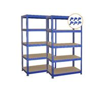 2 Rayonnages T-Rax Bleu en Métal 75x150x 30cm 100% Sans Boulons Capacité 750 KG Bleu G