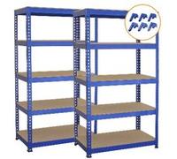 2 Rayonnages T-Rax Bleu en Métal 75x150x 30cm 100% Sans Boulons Capacité 750 KG Bleu G