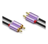 2 RCA Audio Cable,Purple Aluminum Alloy Shell and Gold Plated Connector 2 RCA Male/Male Audio Auxiliary Stereo Cable for Home Theater HDTV Amplifiers Hi-Fi Systems Speakers,1.8M