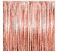 2 Rideau Métallique Tinsel Rosegold, Decoration Rideau Anniversaire Rose Or Rideaux à Franges en Aluminium, Toile de Fond pour le Nouvel An Deco Anniversaire Rose Bapteme Fille Mariage Bride To Evjf