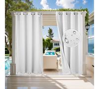 2 rideaux d'extérieur résistants aux intempéries, anti-UV Rideau d'extérieur étanche à l'eau avec œillets pour balcon terrasse pergola gazebo,Blanc,132x213cm