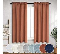 2 rideaux en terre cuite style campagnard, semi-transparents en lin légers, filtrant la lumière, bohème, pour cuisine, salle de bain, salle à manger, 114,3 cm, orange brûlé, rouge, marron, rouille