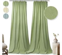 2 rideaux en velours opaques, Matcha vert Rideau à fronces, Thermo Rideau occultant Rideau en velours gaufré Pour le salon Chambre à coucher, 132x213cm