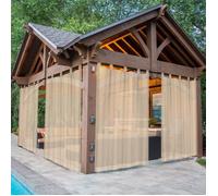 2 Rideaux Khaki 132x213cm Voilage Extérieur avec Pattes, Matière Imperméable, Résistant aux Intempéries,Pour Terrasse, Pavillon