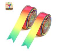2 Roll Ruban de Satin Multicolore, 25 mm x 22m Rouleaux Rubans de Curling Colorés, Ruban de Satin Arc en Ciel, Rubans à Boucler, pour Emballage Cadeau Décoration de Mariage Fête Gâteau Bouquet
