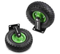 2 roues Bockrolle de Ø 250 x 90 mm, roue à air silencieuse sur jante en acier noir avec amortisseur, kit pour brouette et chariot de transport