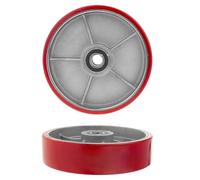 2 roues de chariot élévateur en polyuréthane 180x50mm Pallit, roue de direction rouge, axe Ø 20mm, y compris roulement à billes pour chariot élévateur, roues de rechange